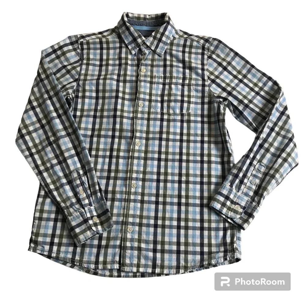 Oshkosh Button Down Shirt Boy’s Size 14 Multicolor Long Sleeve Plaid 100% Cotton - Picture 1 of 11